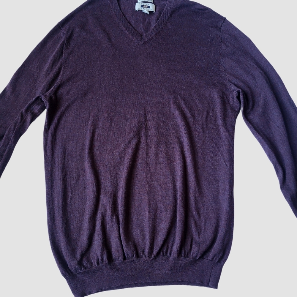 Extra Fine Merino Wool Joseph Abboud XXL V Neck Sweater High V Neck